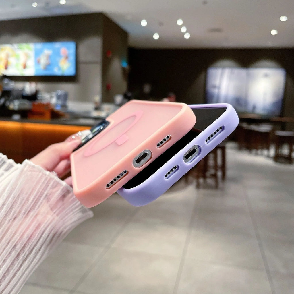 Magnetic suction phone case for Apple iPhone 16 with frosted finish in multiple colour options