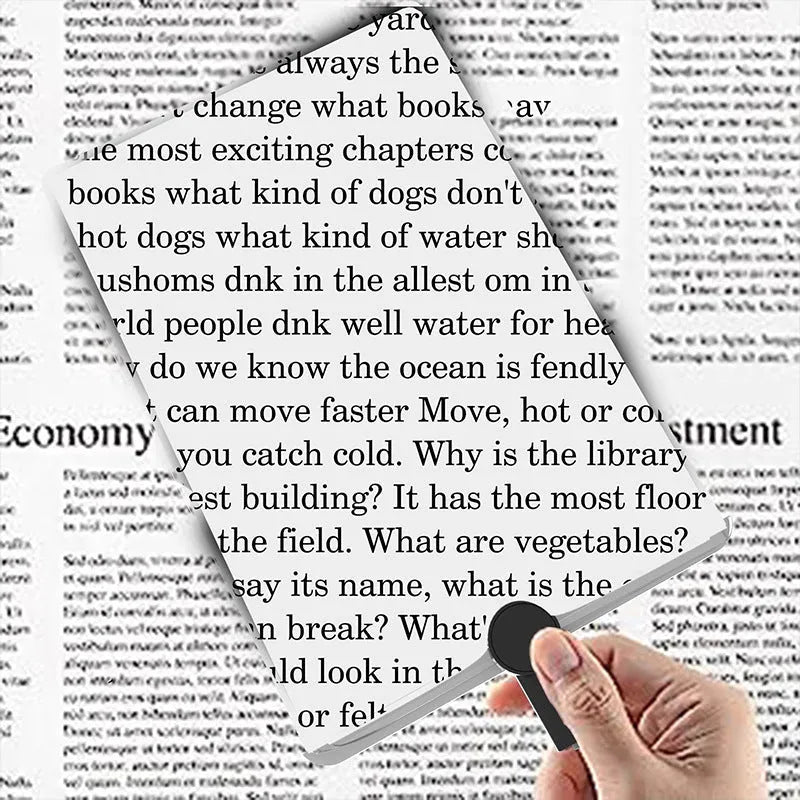 Black large screen magnifying glass with 5x magnification, 240x170mm acrylic lens and flexible silicone hose stand.