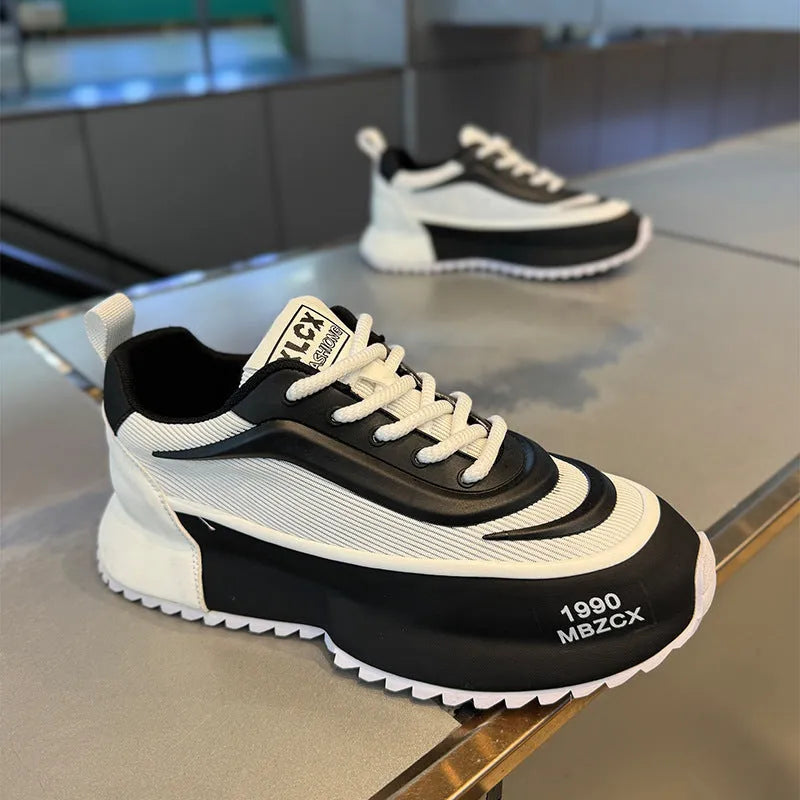 Youth Argan running sneaker with thick sole and mesh upper in white and green colour