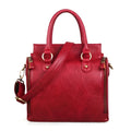 Large capacity genuine leather shoulder bag in light brown with horizontal square shape and retro sewing thread details