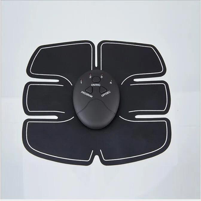 EMS muscle stimulator device with adhesive pads for abdominal toning and slimming