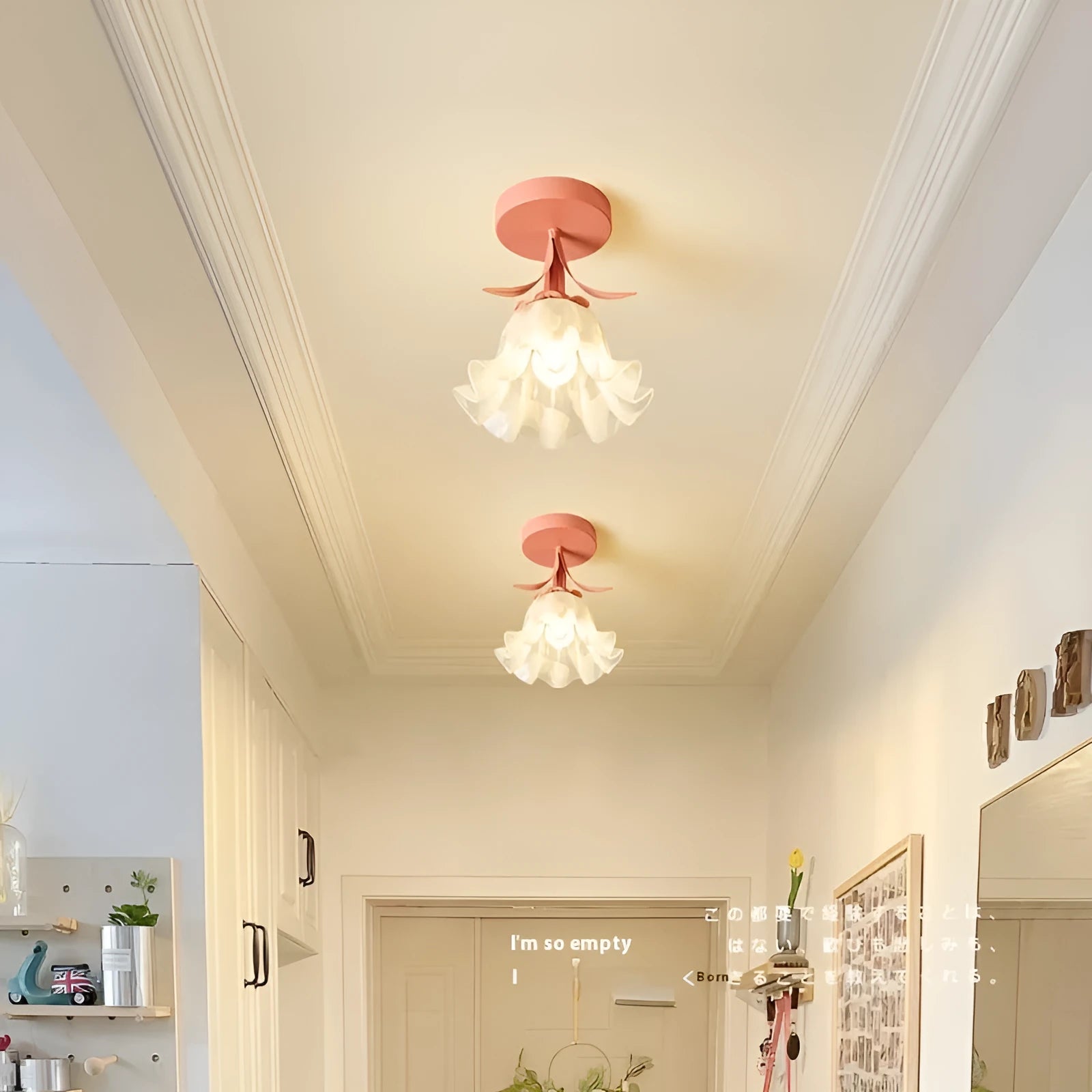 Cream Linglan Flower modern aisle corridor light with three-colour changing and dimming options