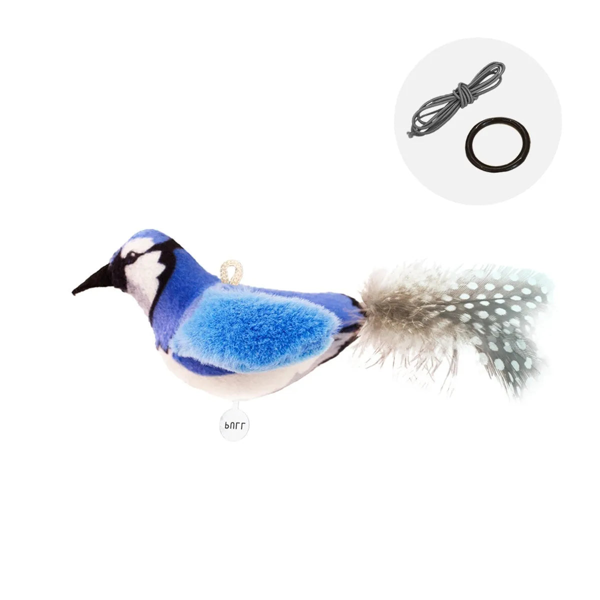 Plush bird simulation cat toy in colourful bird, sparrow, blue kingfisher, or yellow bird colour variants