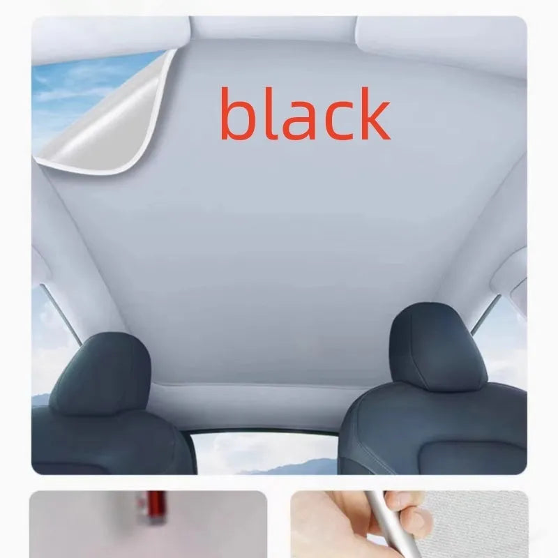 Silicone electrostatic adsorption vehicle sunshade with plaid pattern in black colour