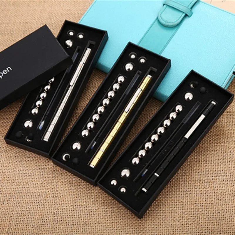 Magnetic polar pen with modular magnetic rings and steel balls, 0.5mm tip, and capacitive head