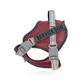 Colourful reflective dog harness with safety neck protection in ankela red, dark blue, or camouflage patterns