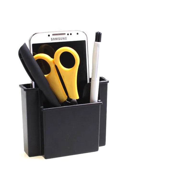 Black ABS car vent mobile phone storage box with card holder slot on interior background