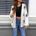 Plus size women's jacquard knitted coat with floral pattern in loose street style fit