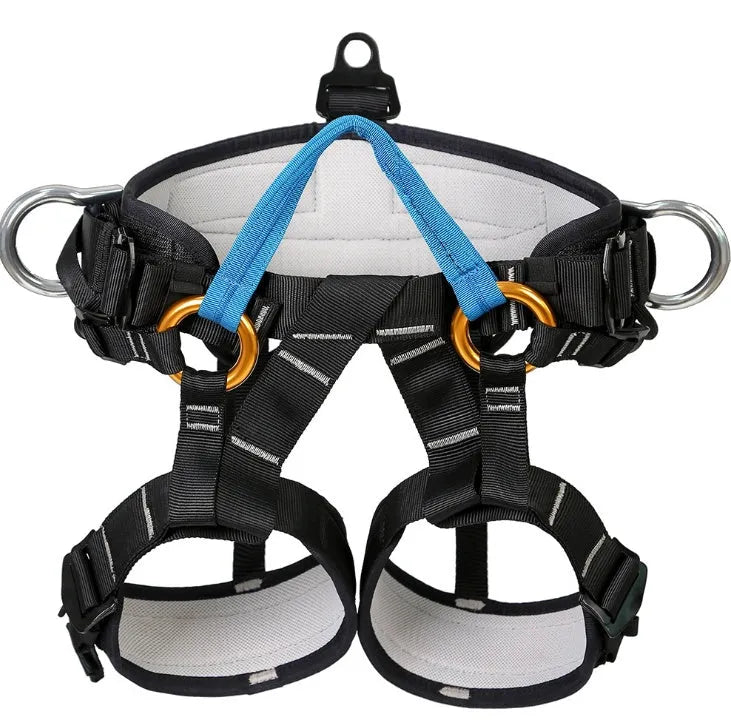 Black polyester camping hiking bust belt half body seat belt with adjustable waist and thigh straps