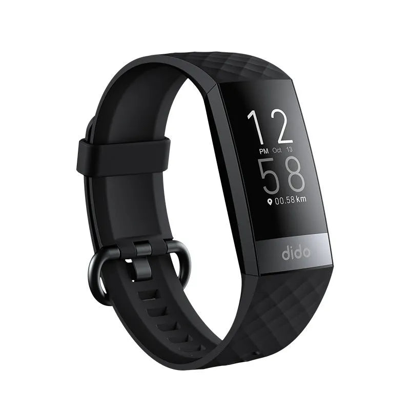 Y6 Black smart bracelet with a 1.1-inch screen displaying health metrics on a wrist.