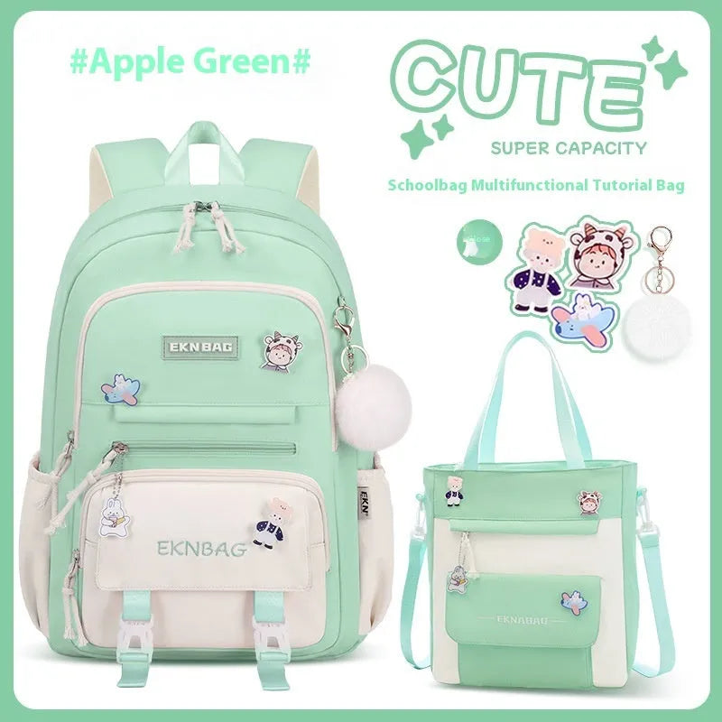 Girls waterproof Oxford cloth school backpack with curved straps in pink colour option