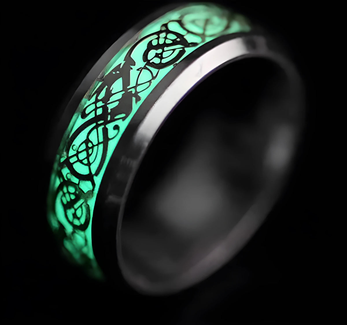 Lord of the Rings inspired titanium steel men's ring in colour A on a plain background