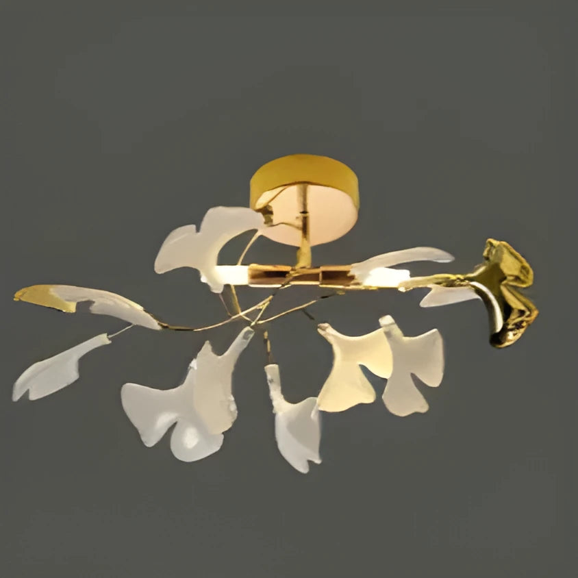 Ceramic ginkgo leaf art chandelier warm light living room bedroom dining room modern simplicity pendant