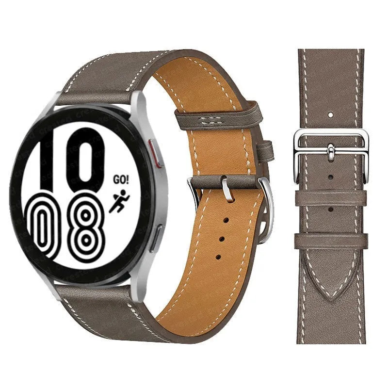 Microfiber single ring leather watch strap in brown with straight buckle, 20mm width