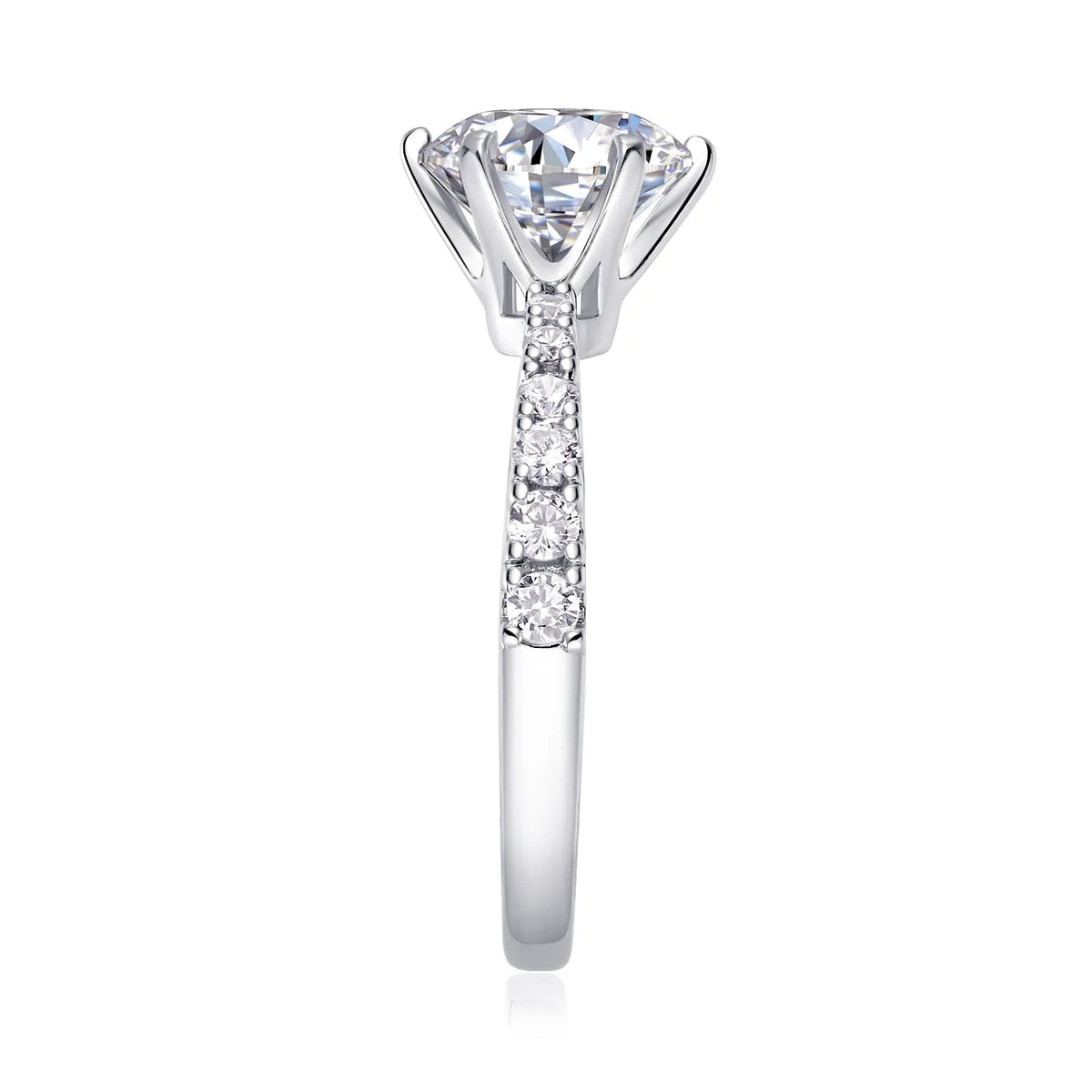 2 carat moissanite wedding ring set in S925 silver with platinum plating, GRA certificate and gift box, sizes 5 to 9