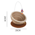 Large integrated cat scratching basin and nest with sisal scratching surface and flannel lining