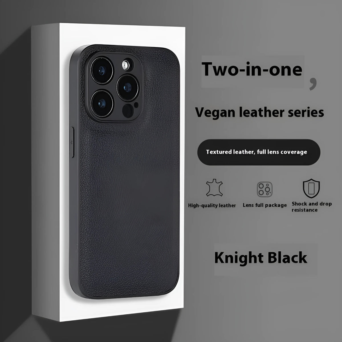 Black litchi pattern imitation leather phone case for Apple iPhone XR, XS, and XS Max.