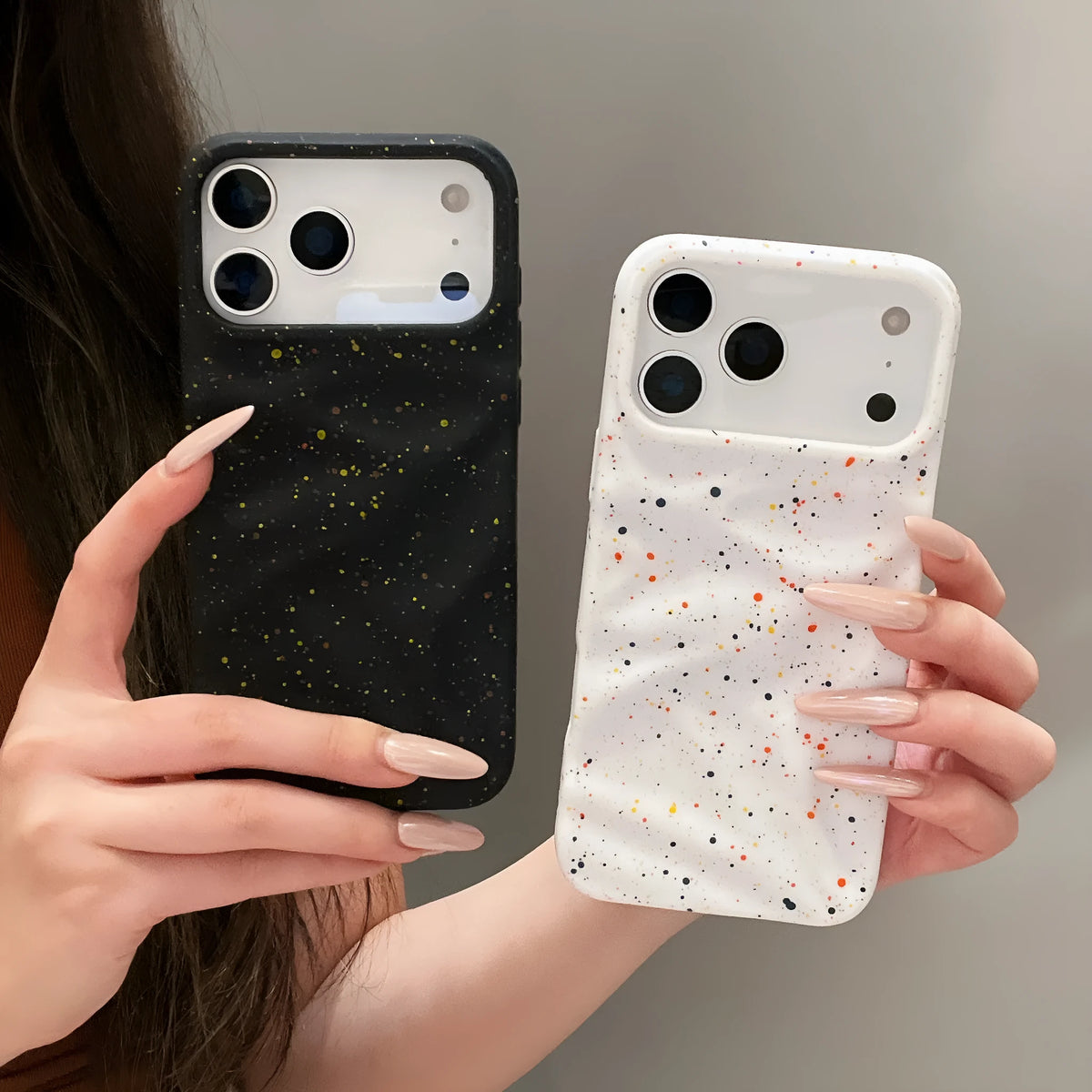 Splash ink TPU phone case in black with anti-fall protection for iPhone