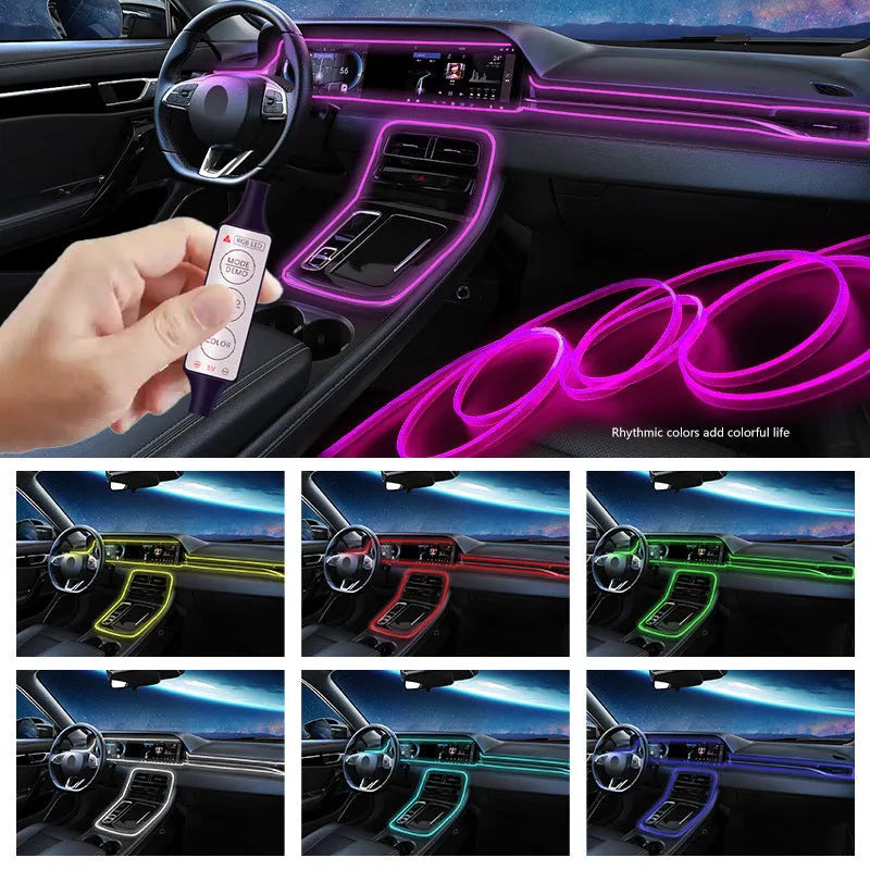 5 metre long RGB LED light strip and manual controller for car interior illumination