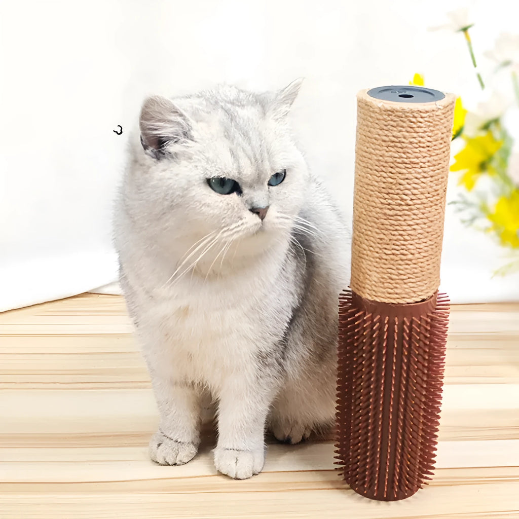 Vertical sisal scratching post for cats measuring 30cm tall with square base