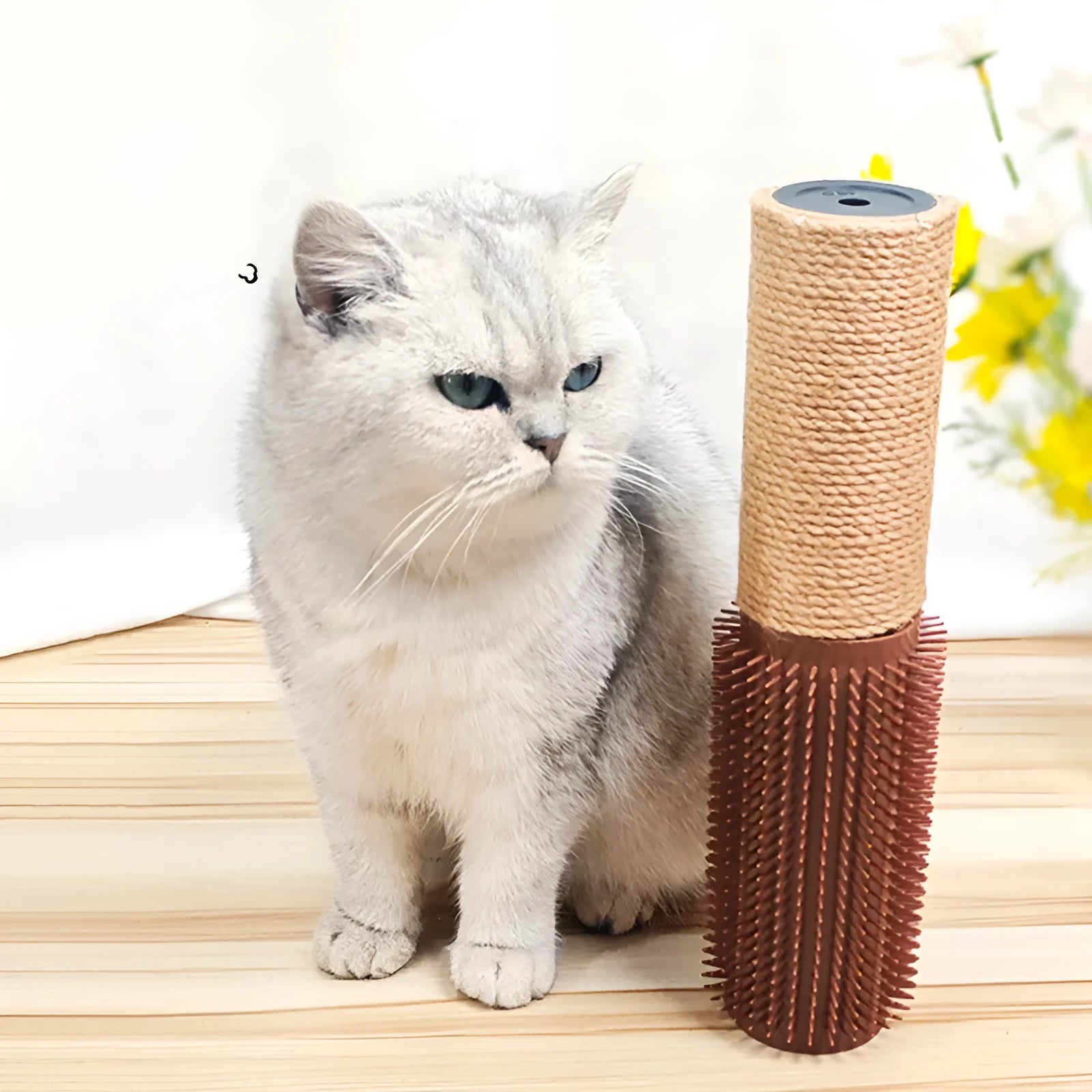 Vertical sisal scratching post for cats measuring 30cm tall with square base