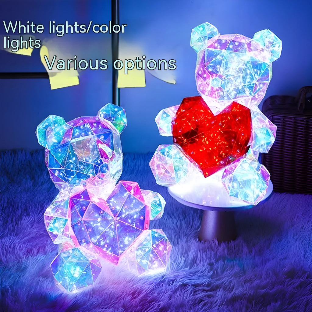 Creative glowing bear plastic gift with USB plug 30 cm red love colour