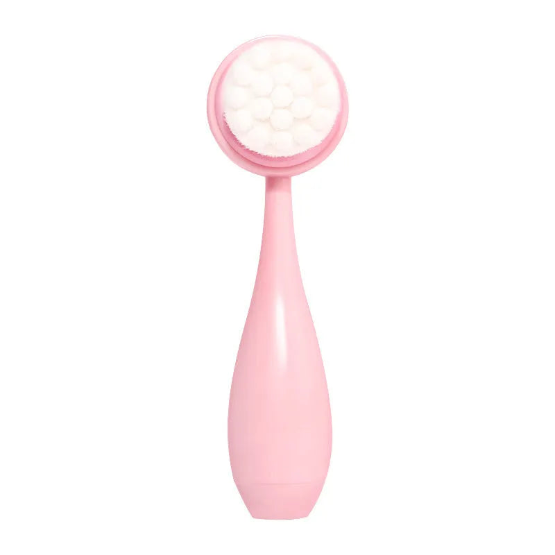 Facial brush three-piece set with coral fleece headband, four toothbrushes, and face wash suits in purple colour.