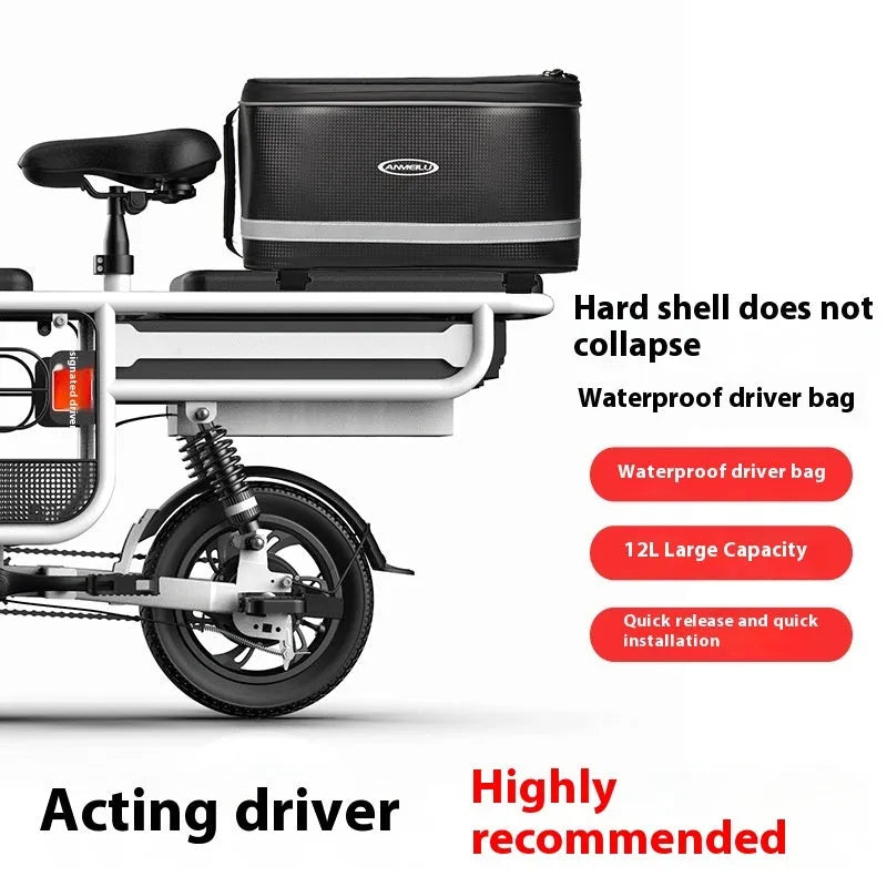 Black waterproof 12 litre PU leather car boot bag for bicycle equipment transport