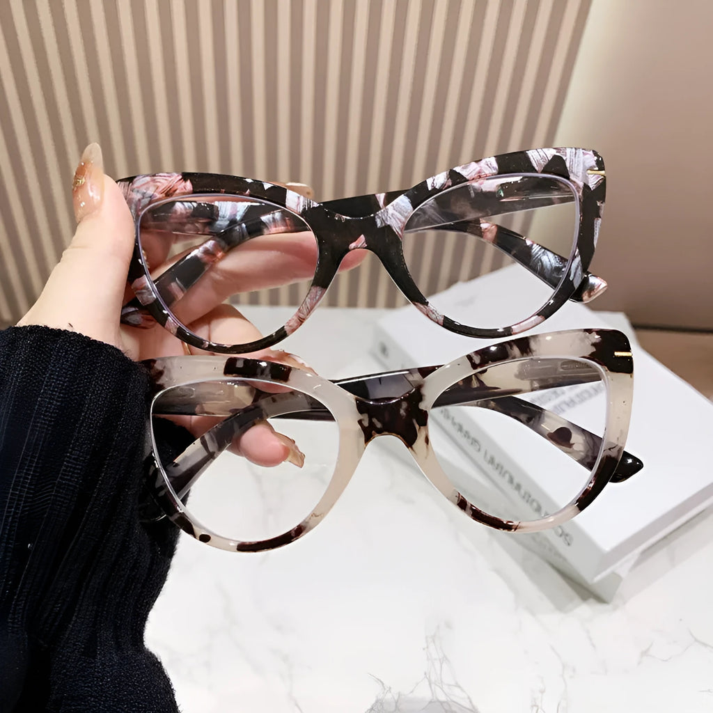 Women's large cat's eye presbyopic glasses with dragon and phoenix decoration on frames