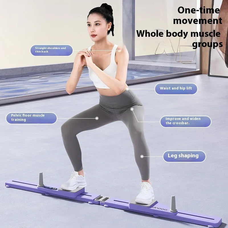 Purple and pink split multifunctional skiing machine trainer, an 85cm long PP supine board for indoor fitness.