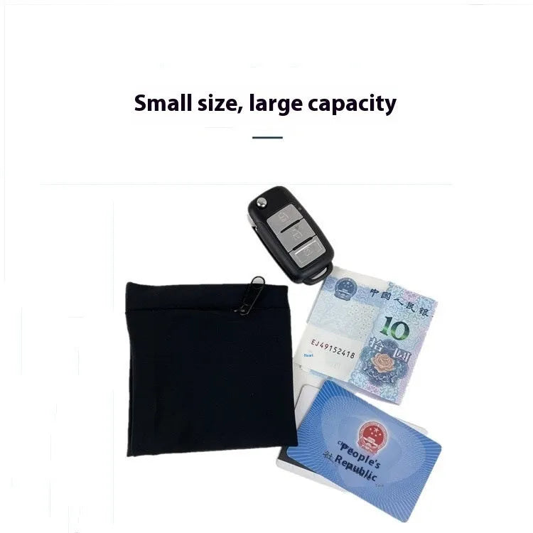 Compact 10 by 10.5cm wrist-worn armband sleeve for carrying a mobile phone.