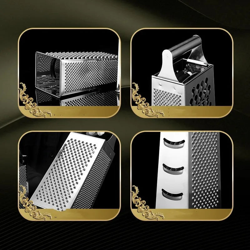 Multifunctional stainless steel vertical grater with cylindrical or flat handle in modern simplicity style