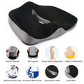 Black and gray coccyx memory foam seat cushion 45x38x13cm on a chair