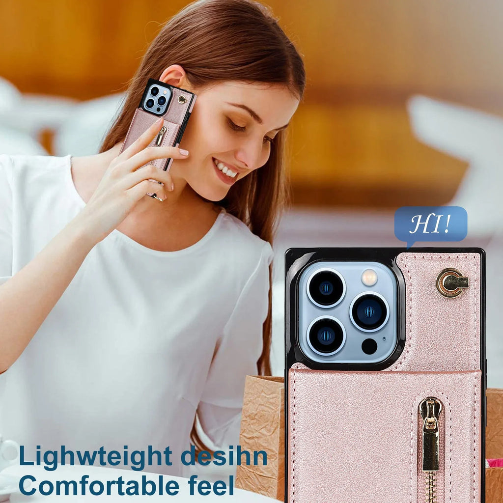 Personality crossbody rope phone case for iPhone with TPU/PU shockproof protection and long lanyard