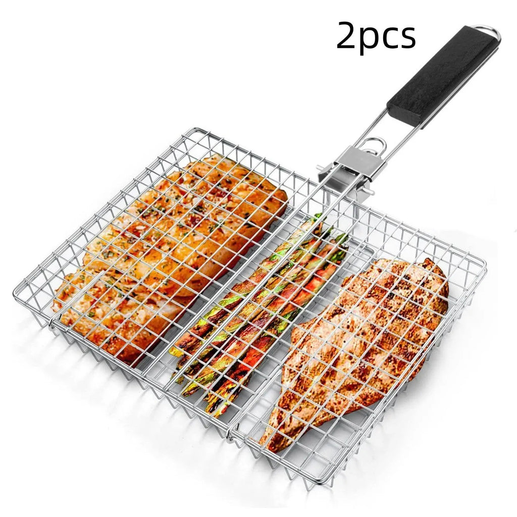 Folding handle BBQ clamp square barbecue clip for roast chicken and outdoor grilling, 1pc or 2pcs
