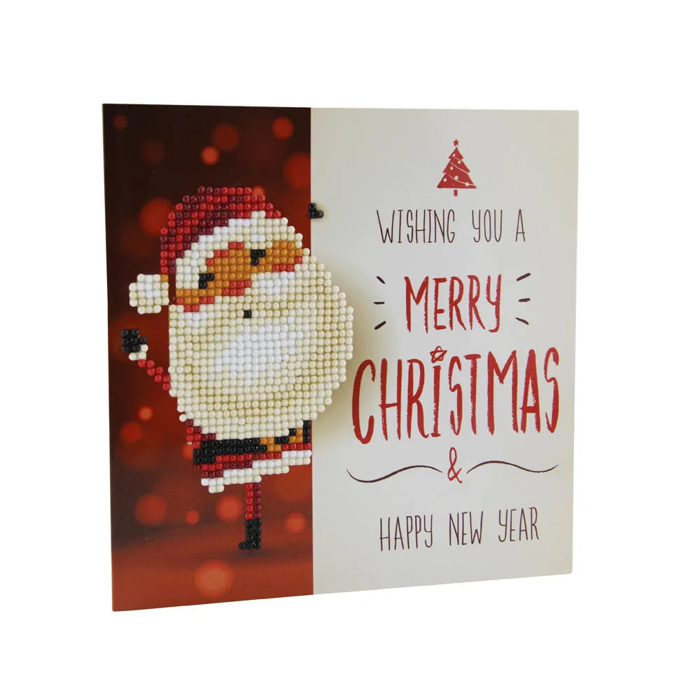 Christmas DIY diamond painting greeting card with 5D resin diamonds on cardboard base size 15x15cm folded