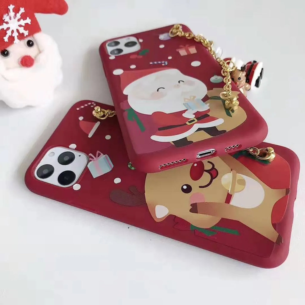 Cartoon Santa Claus silicone back cover phone case for iPhone in Deer colour option