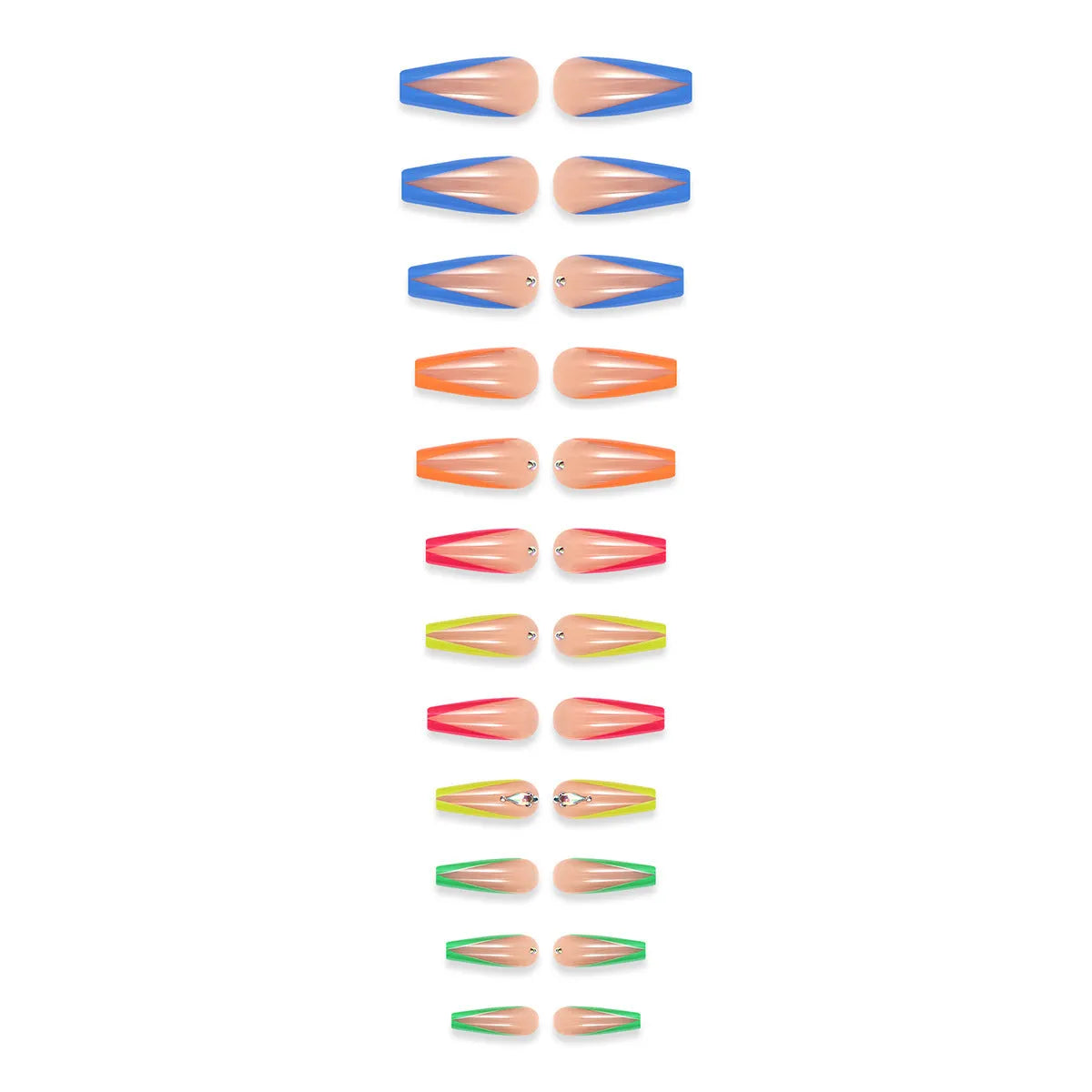 Diamond colour French artificial nail tips with detachable design and cartoon patterns including jelly glue and filing strips