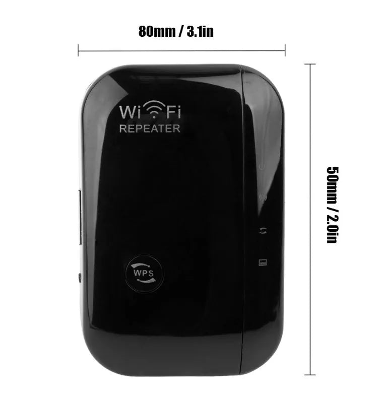 White and black WiFi repeater with two integrated antennas, 75x90mm, 300Mbps for UK plug