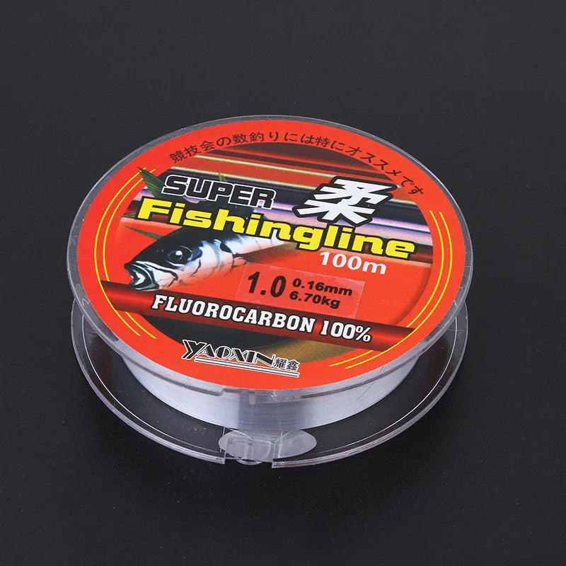 100-metre spool of transparent high-horsepower nylon fishing line for sea and freshwater rod fishing
