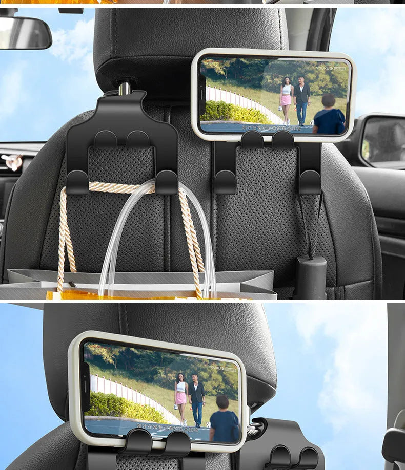 Two-piece car multifunction hook set made from black ABS material