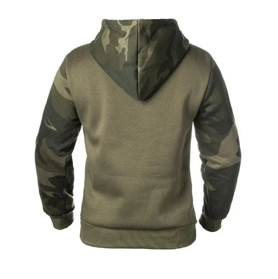 Men's camouflage pullover sweatshirt in Army Green, made from 100% polyester