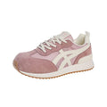Women's casual lace-up sneakers in pink, white, or yellow with a non-slip sole and cloth lining.