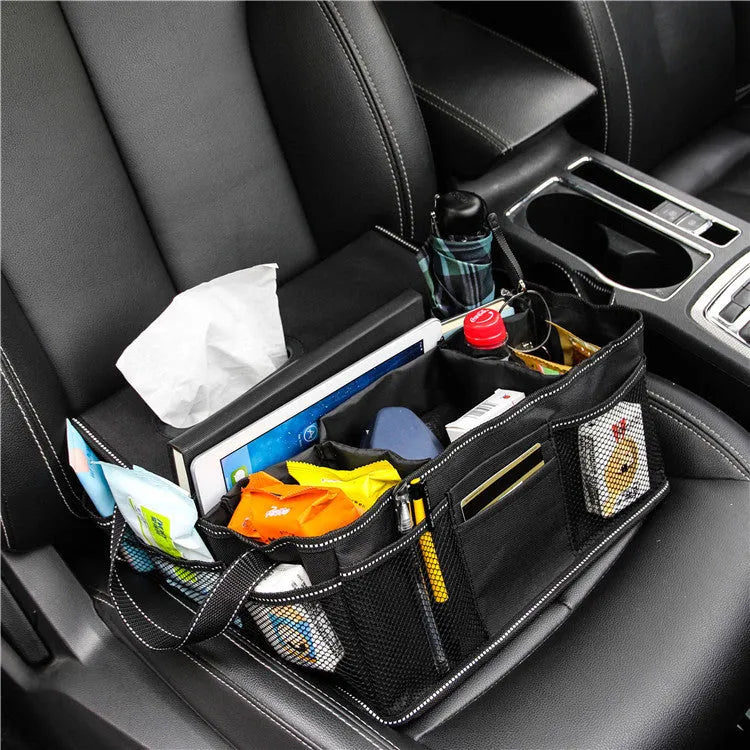 Black Oxford cloth car trunk storage box with dimensions 33cm by 33cm by 16cm