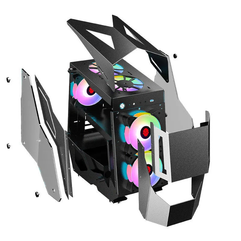 Full side tempered glass ATX computer case in pink or black, 410x218x438mm, with front USB 3.0 and HD Audio