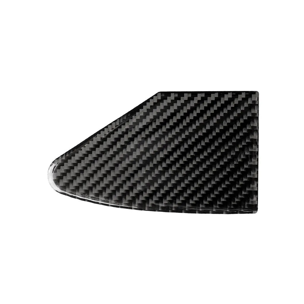 Carbon fibre decorative sticker for covering a USB charging port panel, showing the 3M adhesive backing.