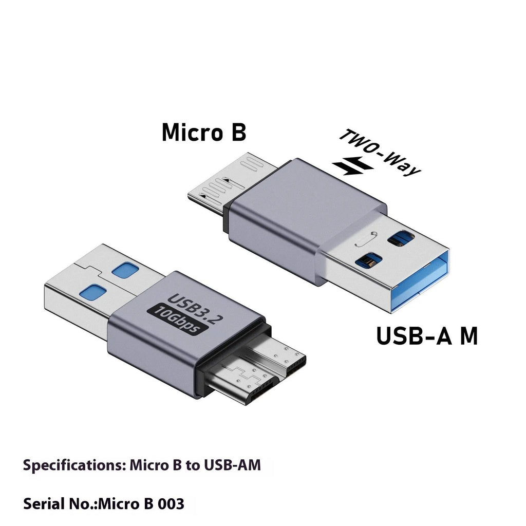 USB AM to Micro-B adapter connector for Micro-B interface devices