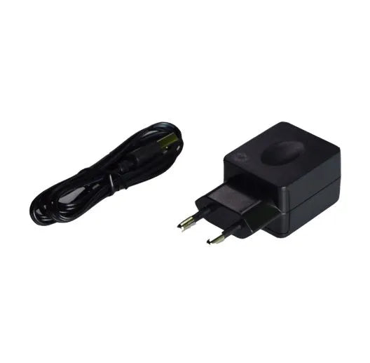 Plastic 3D printing pen in black with nozzle tip, 18cm long, on white background