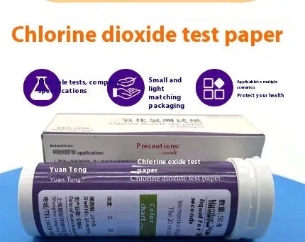 Bottle of 50 chlorine dioxide test papers for 0-1000mg/L waste water concentration detection.