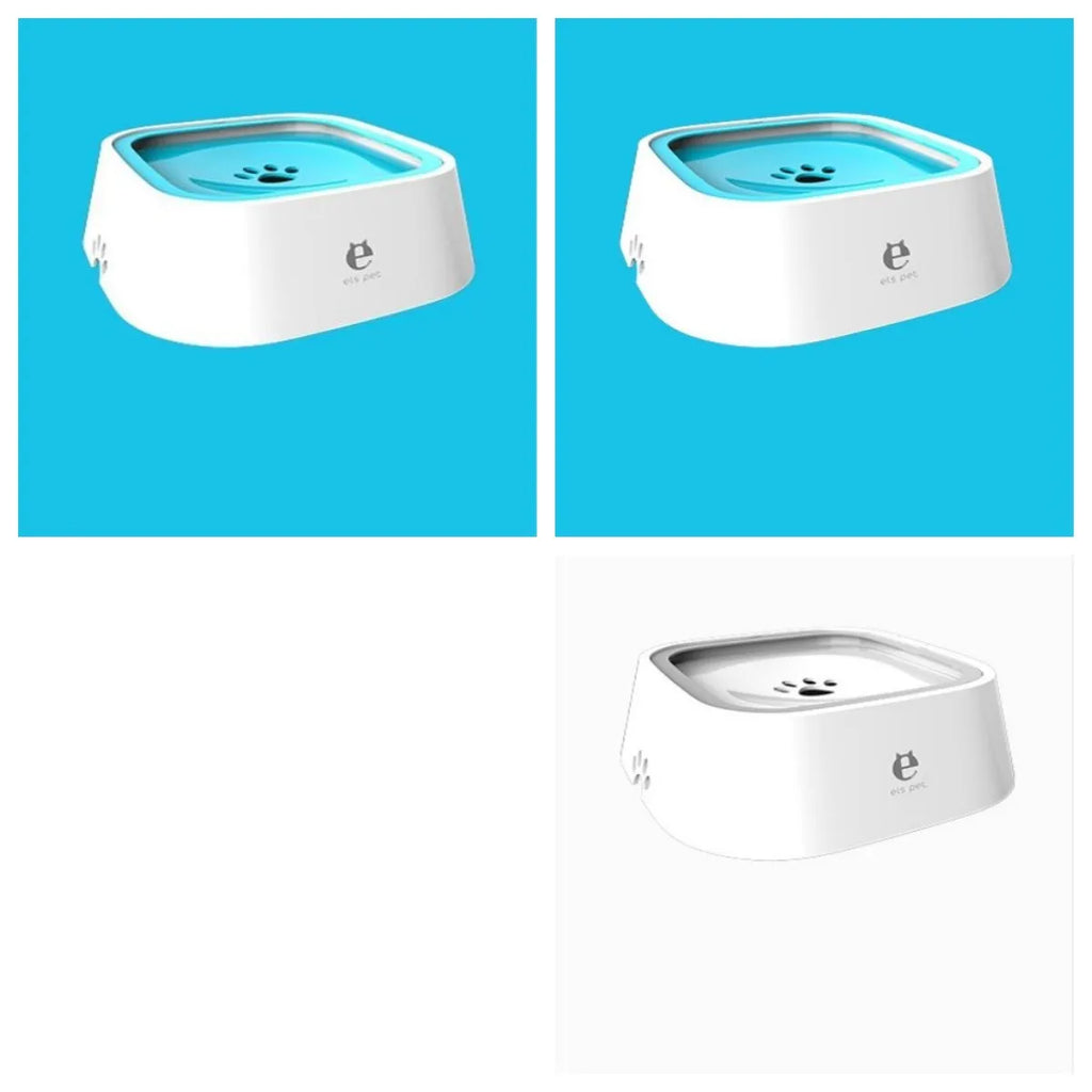 1.5L grey pet water bowl with floating plate, ABS and PP construction, anti-overflow design